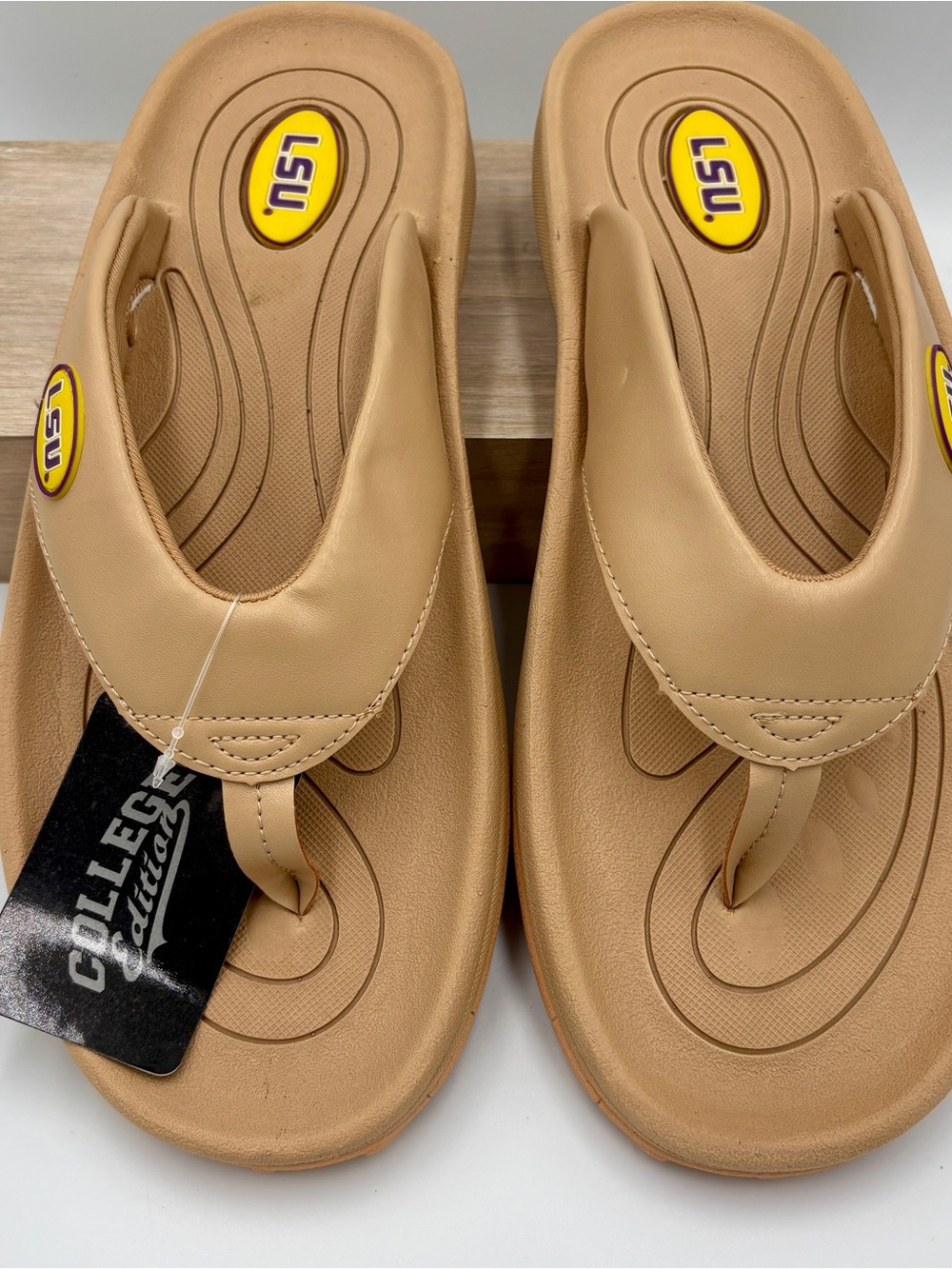 LSU Tan Collegiate Golf Flip Flop Sandals
